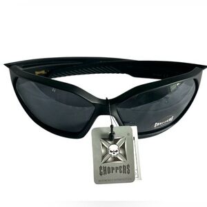 Choppers Black 8CP6747Dleek Wrap Design With Skull Printed Temple Sunglasses